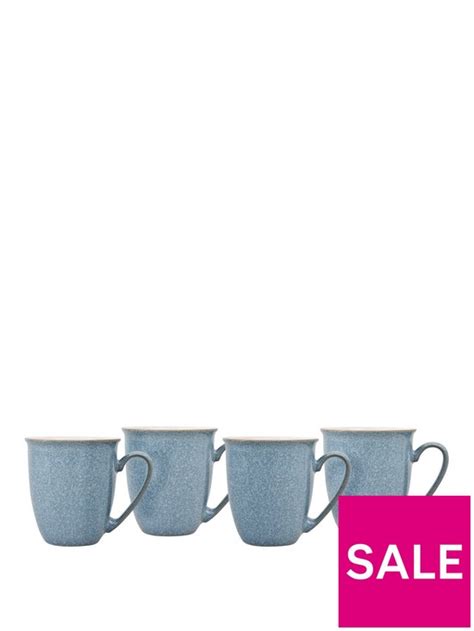 Denby Elements Set of 4 Coffee Mugs – Blue | very.co.uk