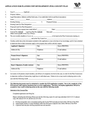 Fillable Online Application For Planned Unit Development Pud Concept