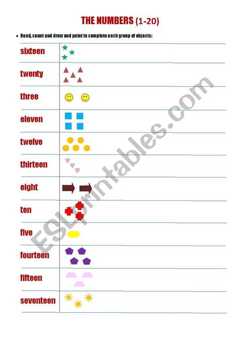 The Numbers 0 20 Esl Worksheet By Vali2009