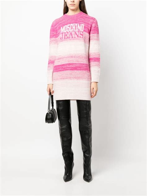 Moschino Logo Intarsia Wool Blend Jumper Pink FARFETCH