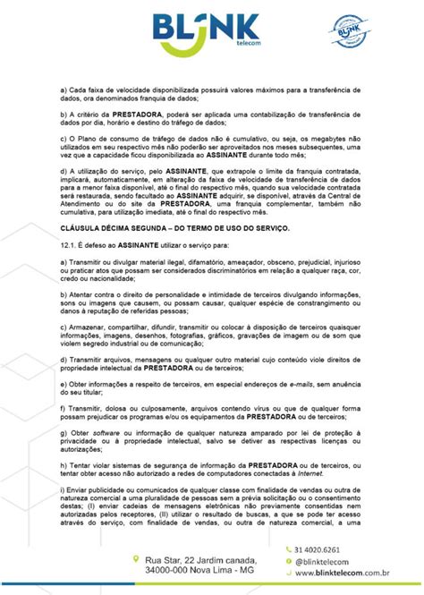 Contrato De Prestação De Serviços Scm E Sva Blink Telecom