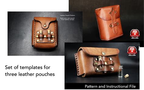 Leather Pouch Pattern Set - Leather DIY- Pdf Download - Video Tutorial