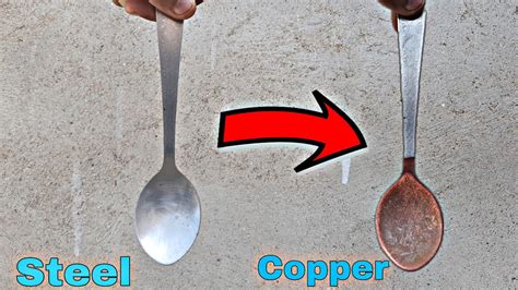 Coating Steel Spoon With Copper Electroplating Steel Youtube