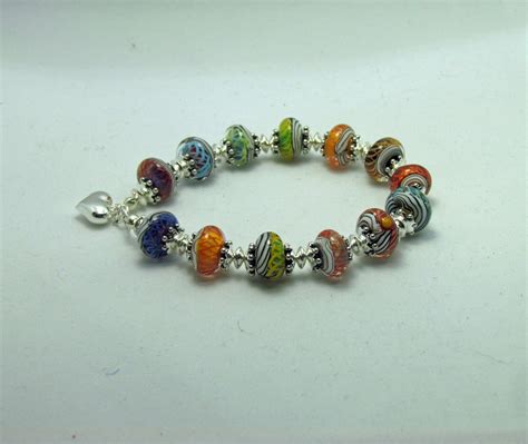 Handmade Lampwork Glass Bead Bracelet Fits A Larger Wrist Etsy UK