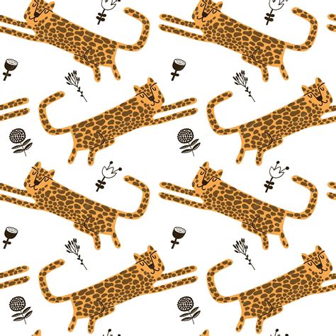 Lampart bezszwowy wzór Dzikie zwierzę leopard print Cartoon zabawny