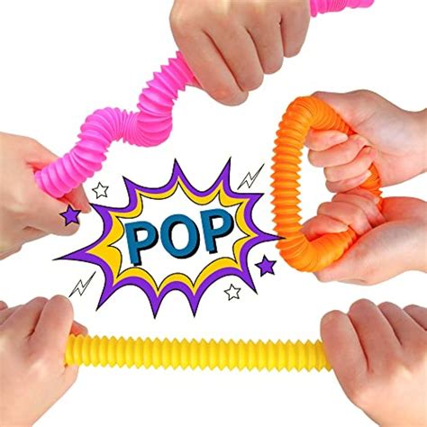 Veylin Fidget Pop Tubes 8 Pack Sensory Fidget Toys Bendy Tubes Reduce Anxiety And Stress For