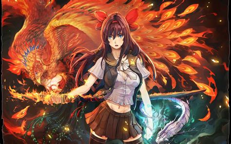 Anime Girl With Fire Wallpapers Wallpaper Cave