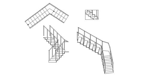 Multiple Staircase D Blocks Details For Store Dwg File Cadbull