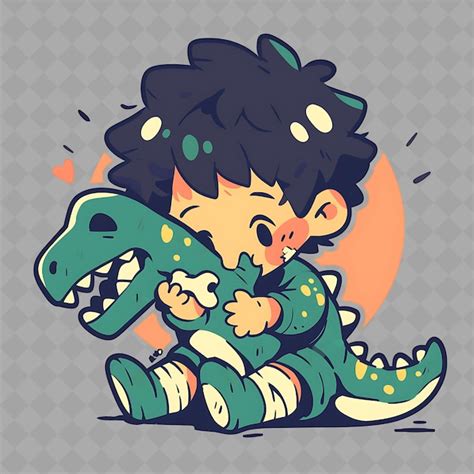 Premium PSD | Endearing and kawaii anime dinosaur boy with dinosaur ...