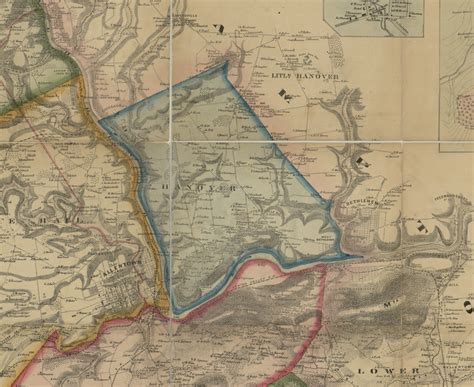 Hanover Township Pennsylvania 1865 Old Town Map Custom Print Lehigh Co Old Maps