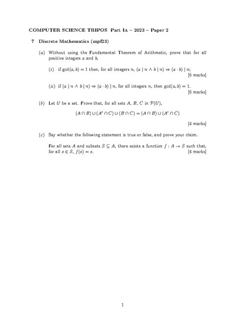 Y P Q Note Computer Science Tripos Part Ia Paper