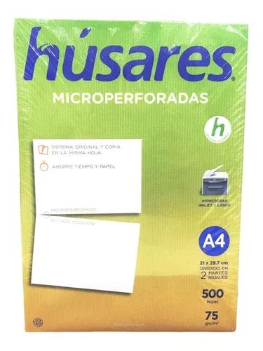 Resma Húsares A4 Microperforadas Divididoen 2 500 Hjs 75 Gr