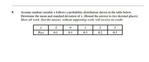 Solved 9 Assume Random Variable X Follows A Probability