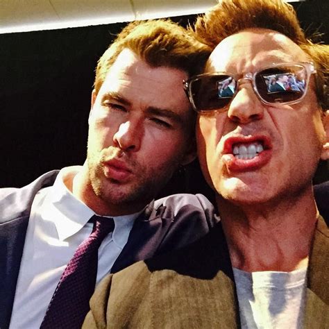 Chris Hemsworth And Robert Downey Jr Avengers Age Of Ultron Press