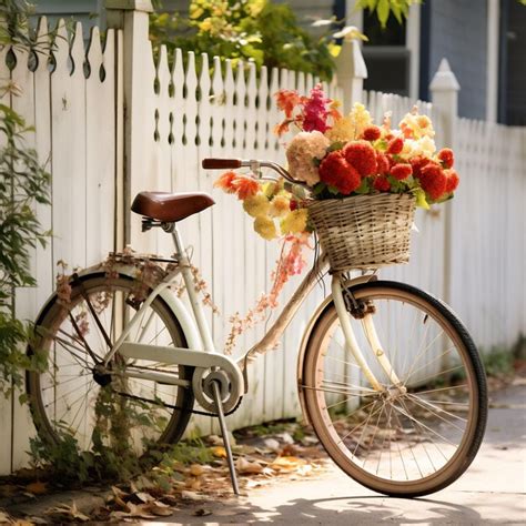 Premium AI Image | a bicycle with a basket full of flowers on the front.