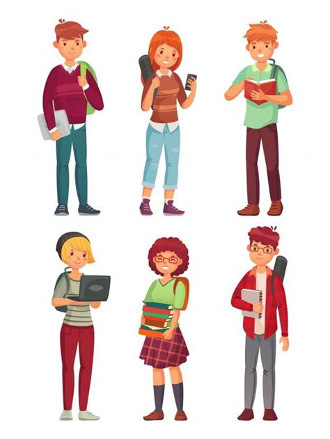 Premium Vector College Students Student Cartoon College Students