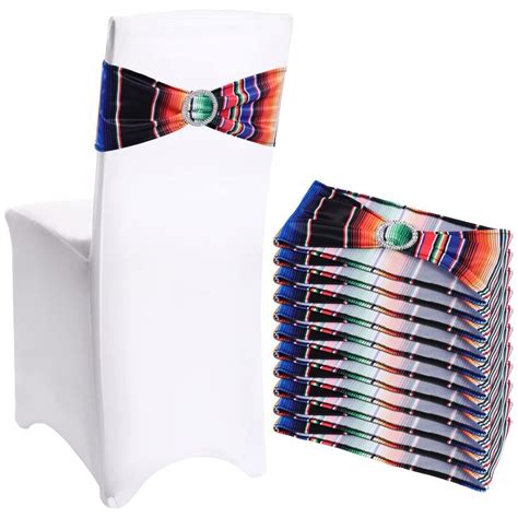 Newwiee 12 Pieces Mexican Theme Stretch Chair Sashes Dining Spandex