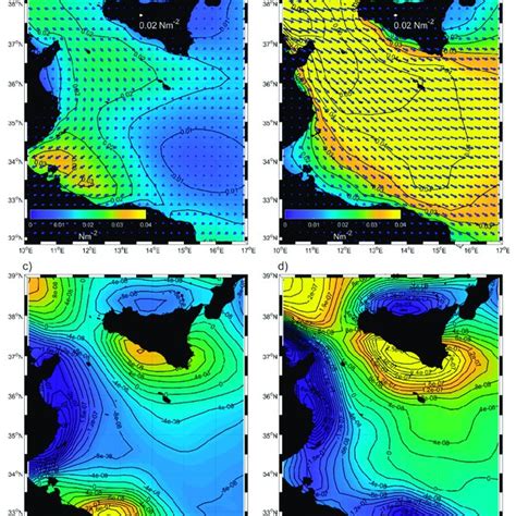 Mean Map Of The Wind Stress Upper Panels Amplitude Colours And