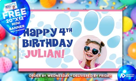 Blue Birthday Banner 5 'x 3' Birthday Banner FREE Mini Banner FREE ...