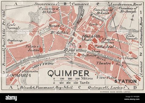 QUIMPER Mapa de ciudad Vintage plan Finistère 1926 Old vintage chart