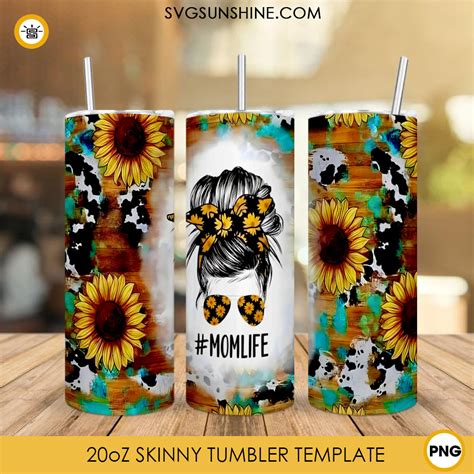 Mom Life Sunflower Bandana Skinny Tumbler Wrap Western Mama Tumbler