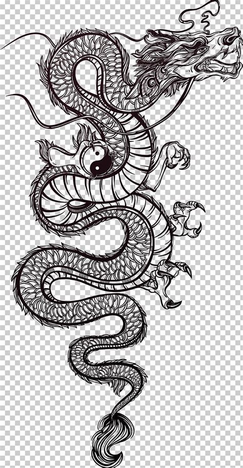 Chinese Dragon Tattoo Illustration PNG - abziehtattoo, art, art, dragon, fictional character ...