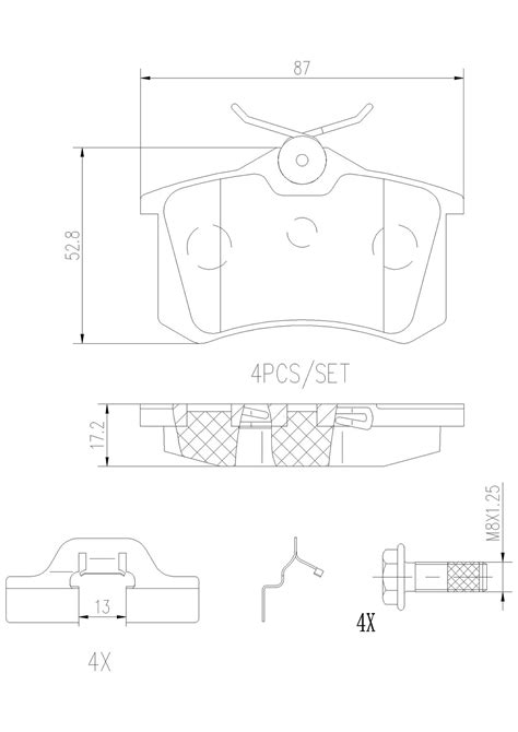 Audi Volkswagen Disc Brake Pad Set Rear Ceramic E B Brembo