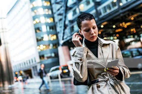 Portrait Of Beautiful British Woman In London She Is Walking Down