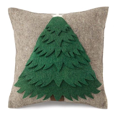 Tree Hand Felted Pillow Cover Felt Pillow Christmas Cushion Covers