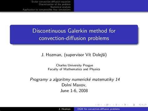 Pdf Discontinuous Galerkin Method For Convection Diffusion Panm