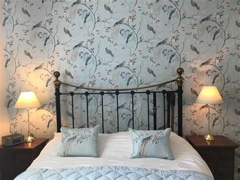 Review Photo 1 Bird Wallpaper Bedroom Duck Egg Blue Metallic Colors