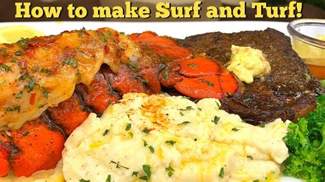 HOW TO MAKE SURF AND TURF LOBSTER STEAK MASH POTATOES YouTube