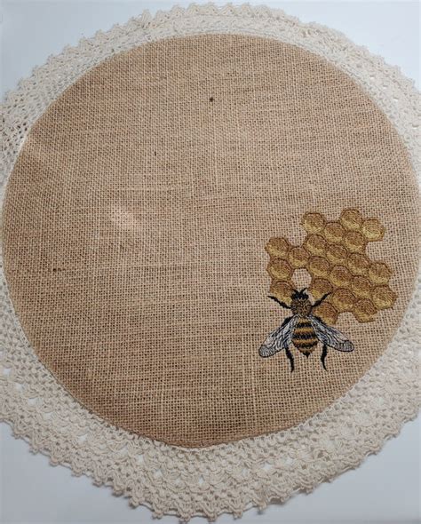 Embroidered Honey Comb Bee Placemat Honey Bee Dollie Elegant Placemats