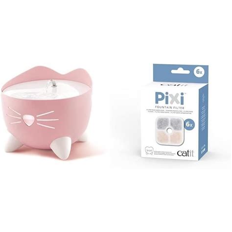 Catit Pixi Fontaine À Eau Pour Chat 2 5 L Rose Pixi Lot De 3 Filtres