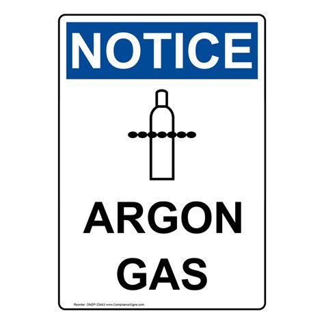 Vertical Argon Gas Sign Osha Notice