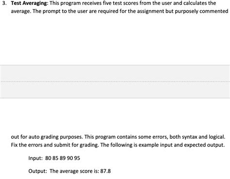 Solved Test Averaging This Program Receives Five Test Chegg