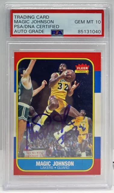 Magic Johnson Sign Fleer Card Lakers Psa Adn Gem Comme Neuf