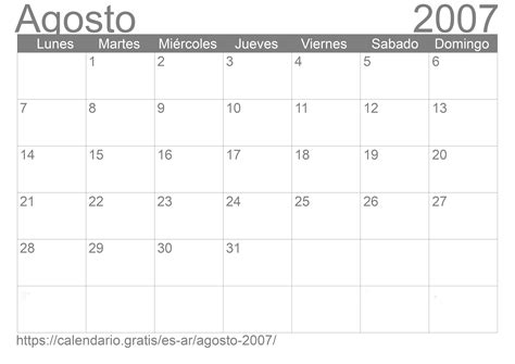 Calendario Agosto De Argentina En Espa Ol Calendario Gratis