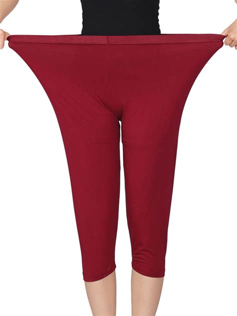 Frontwalk Capri Leggings For Women Plus Size Stretch Cotton Sleepwear