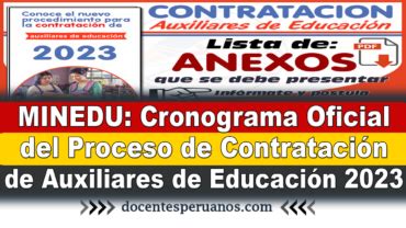 Minedu Cronograma Oficial Del Proceso De Contrataci N De Auxiliares De