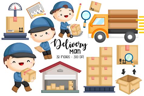 Delivery Man Clipart Postman Clip Art Graphic By Inkley Studio