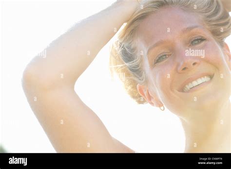 Close up of womans smiling face Stock Photo - Alamy