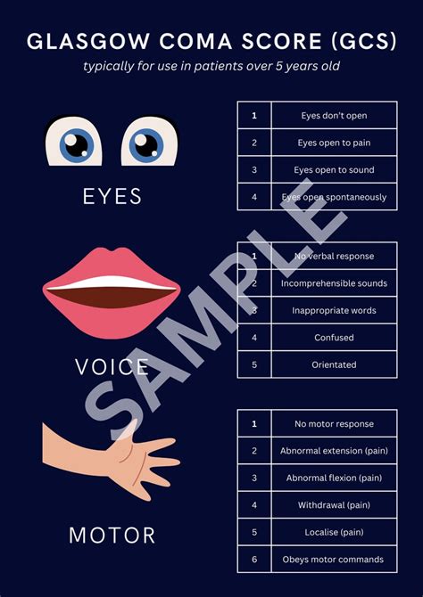 Glasgow Coma Score Gcs Poster Great For Ipad Apple Pencil Student