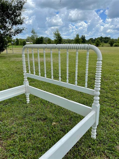 Antique White Wood Bed Full Size Bed Farmhouse Spool Bed Etsy