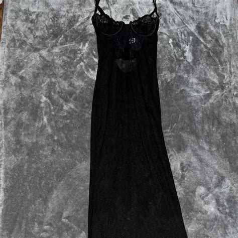Black Mesh And Lace Maxi Lingerie Dress Depop