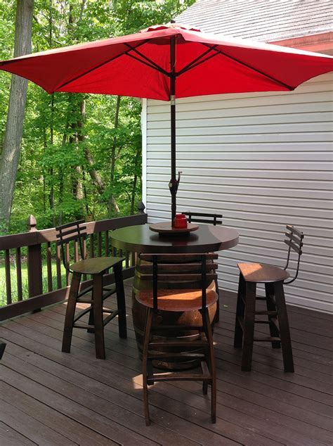 WINE BARREL UMBRELLA BISTRO TABLE The Oak Barrel Company