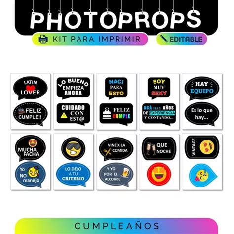 Kit Props Cartelitos Cumplea Os Para Imprimir En Venta En Capital