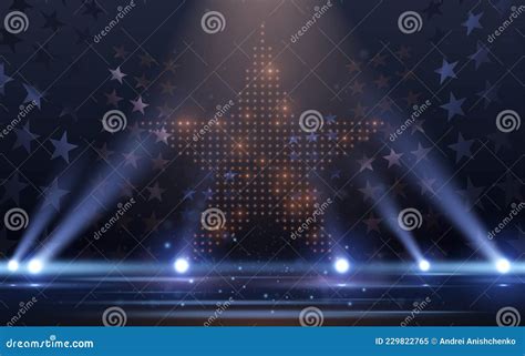 Blue And Gold Lights Stage With Stars Stock Vector Illustration Of