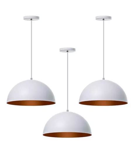 Lustre Pendente Meia Lua Branco 40cm MercadoLivre