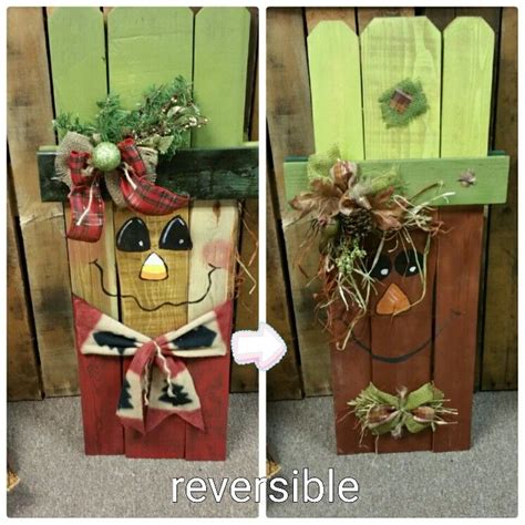 Handmade Reversible Fall Winter Scarecrow